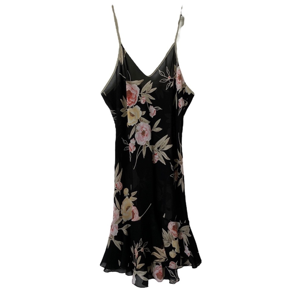 Vintage  Love Lines Black Sheer Floral Slip Dress